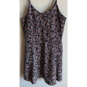 Esley Womens Navy Blue Floral V-Neck Mini Dress Small Lined Ditsy Print Summer